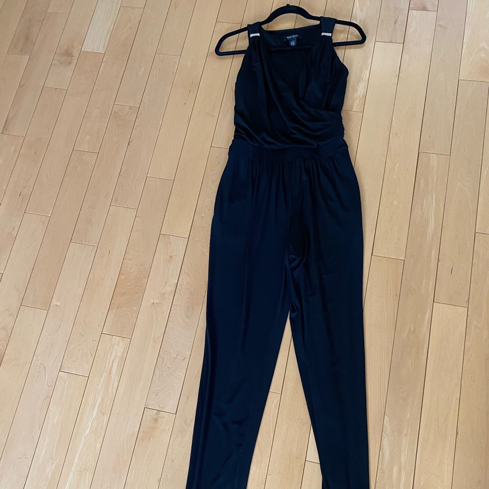 Black knit jersey jumpsuit